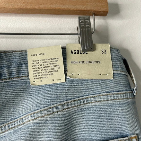 NWT AGOLDE High-Rise Stovepipe Jean Women’s 33 Classic Straight Leg Light Wash‎ - Picture 10 of 11